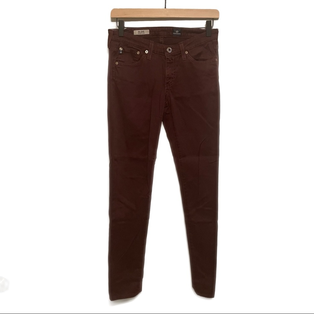 AG Adriano Goldschmied | Maroon Burgundy Stilt Cigarette Leg Pants Women’s 26R